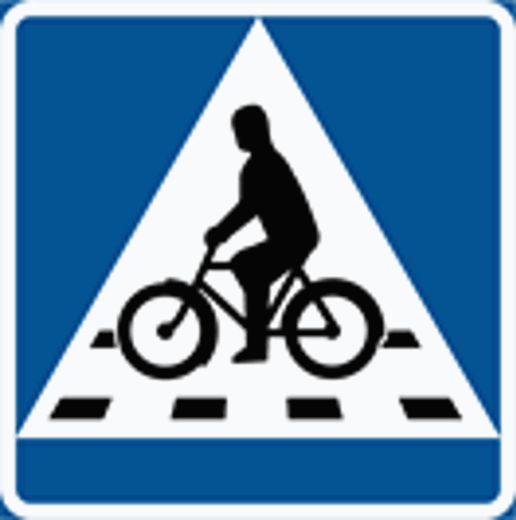 B8, märke vid cykelöverfart