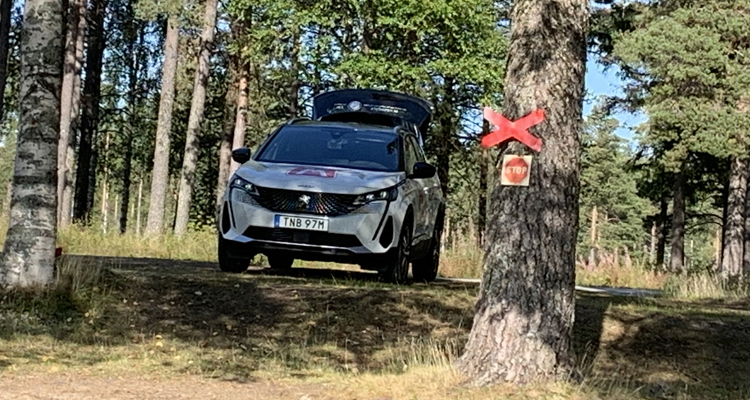 PÅ bilden ses paus vid en scooterled