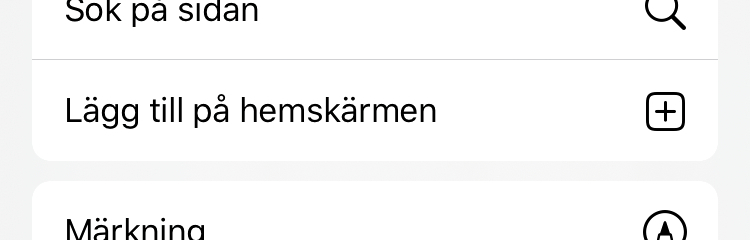 Välj Lägg till på hemskärm så får du appen i din mobil med webbläsare Safari