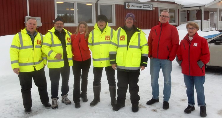 28 januari 2024: Samlad trupp från Riksförbundet M Sverige, M Försäkring och lokalklubb Jämtland på halkkörningsdagen. Bra teamwork!